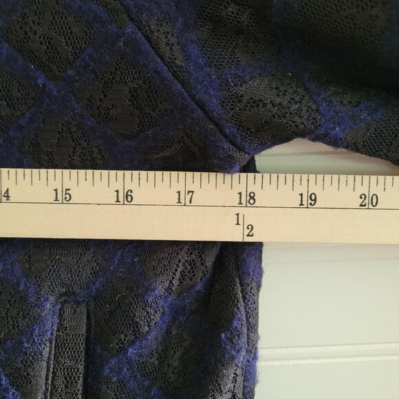 Anthropologie Moth Bomber Jacket Womens Small Blue and Black Lace Zip Up Pockets - Picture 6 of 11